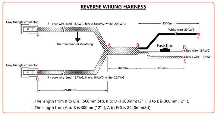 Spartan MKII TRICORE Dual Reverse LED Light Harness