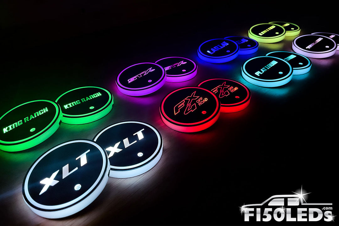 2024 F150 LED RGB Cup Holder Coaster Light Kit