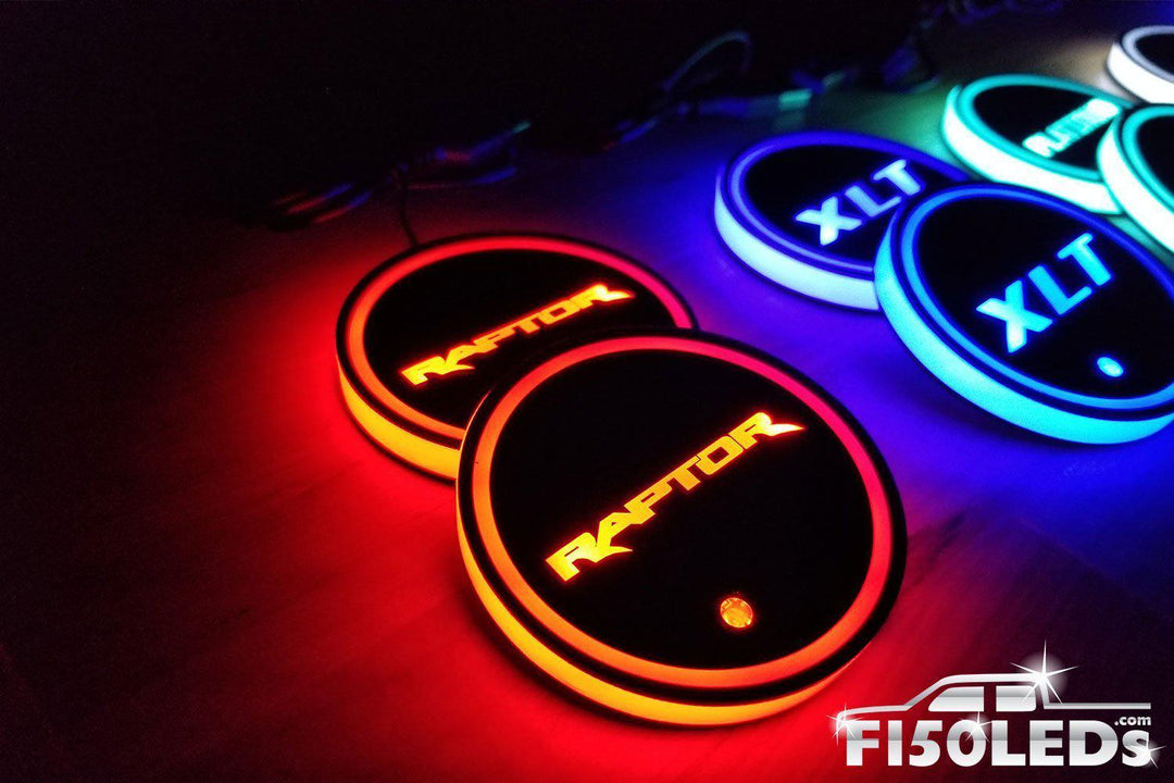 2017 - 2020 F150 Raptor LED Cup Holder Coaster Kit-2017-18 F150 RAPTOR LEDS-F150LEDs.com
